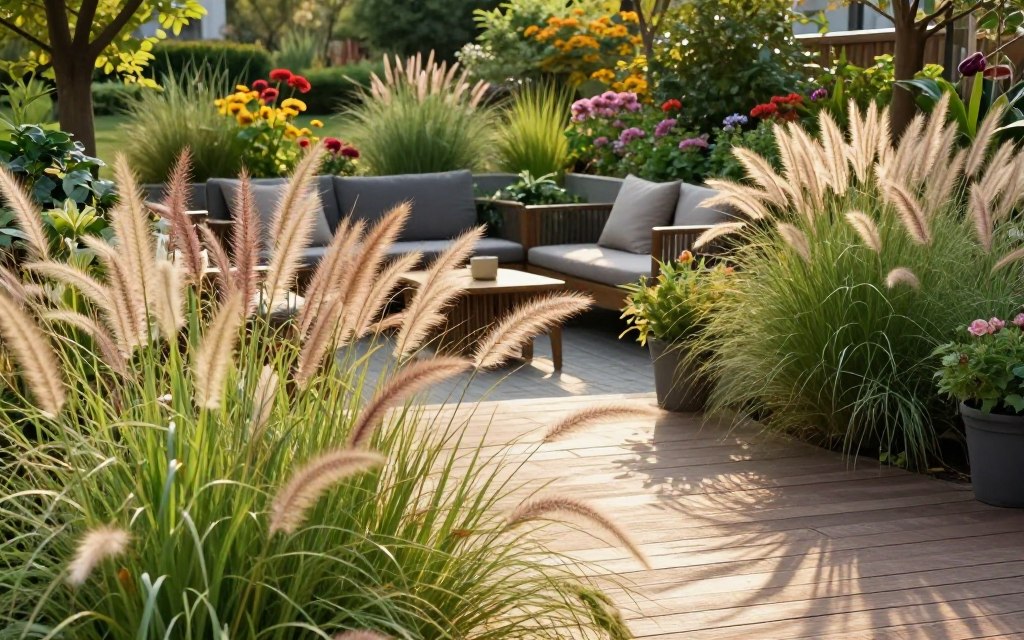 trawy ozdobne przy tarasie trawy ozdobne przy tarasie